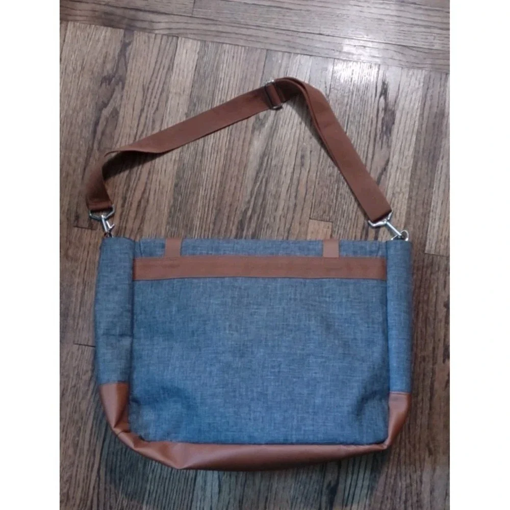 CRG Prestige Large Messenger Bag Grey Brown Carry On Medical Diaper Bag 19x12